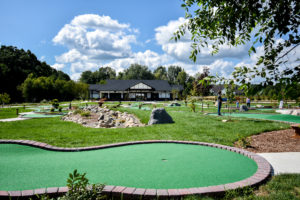 miniature golf course on a bright sunny day